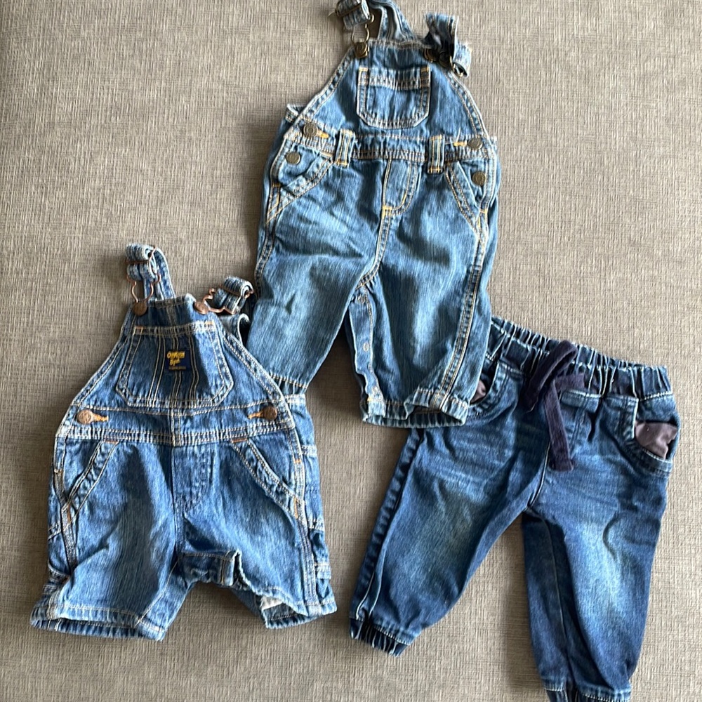 One pairs of jeans and Two jean overalls!